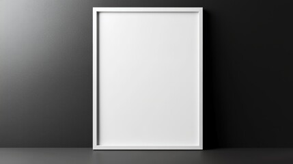 Blank frame mock up against a dark wall for design or display purposes