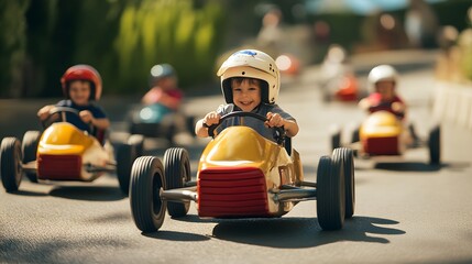 Kid's racing in pedal cars