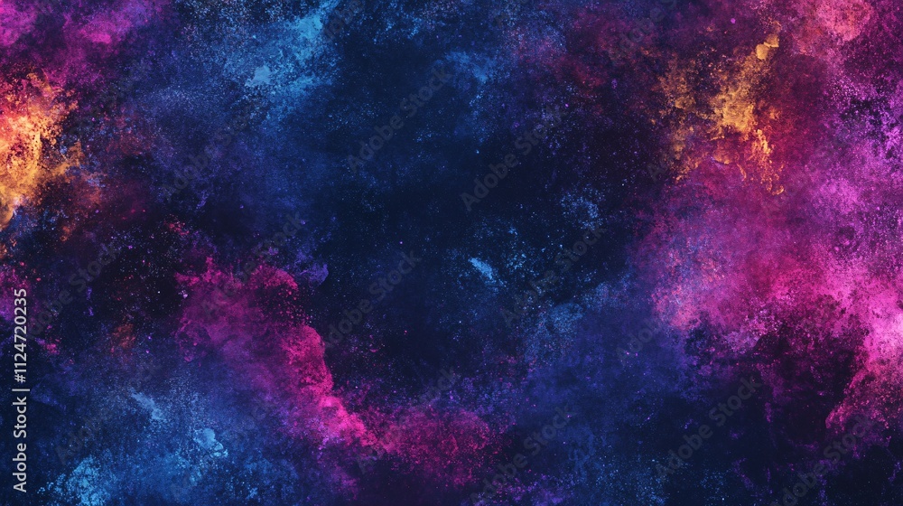 Poster colorful nebula exploding in supernova with stardust and gas clouds