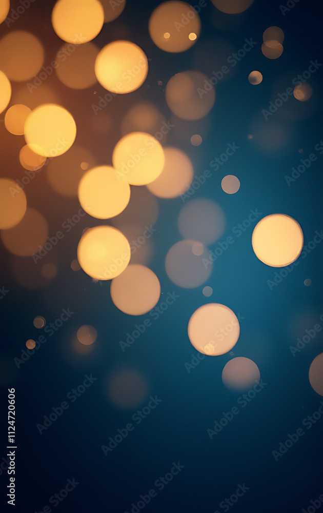 Poster gold and blue bokeh lights create a festive abstract background perfect for happy new year celebrati