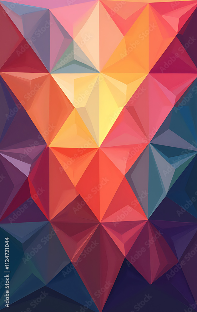 Aufkleber Geometric background design features triangles arranged in a colorful pattern to create visually appealing abstract artwork._00001_