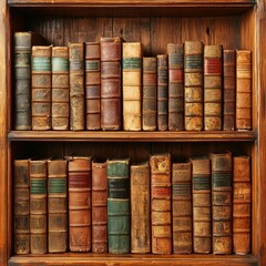 Naklejka premium empty of Old bookshelf with old books in a library. Vintage style. , isolated on white background, , copy space, copy space for text,