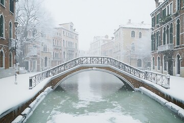 Ancient stone bridge arches over a Venetian canal, reflecting European architecture and Italian charm