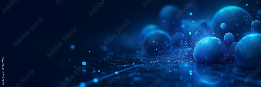 Poster digital technology concept featuring abstract futuristic designs with polygonal shapes on a dark blu