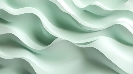 Obraz premium A smooth, flowing abstract design in soft mint tones, evoking a sense of calm and fluidity.