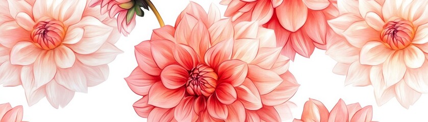 Fototapeta premium Seamless Dahlia Pattern