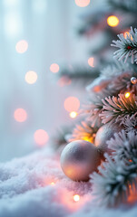 Obraz premium Colorful Christmas lights against a pristine white backdrop create a serene and festive holiday atmosphere every year without fail always._00001_