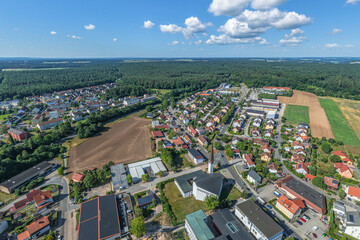Ausblick auf Heilsbronn im Rangau östlich von Ansbach in Mittelfranken
