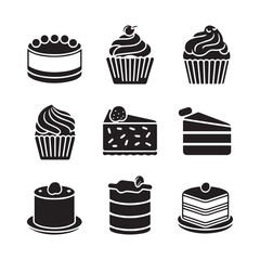 Elegant dessert icon collection
