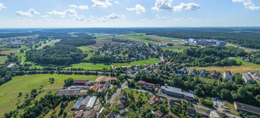 Ausblick auf Heilsbronn im Rangau östlich von Ansbach in Mittelfranken