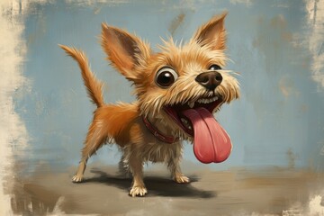 Naklejka premium caricature of a crazy funny little dog