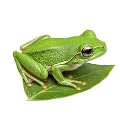 Naklejka premium Green Tree Frog on Leaf, Nature Stock Photo | Nature photography