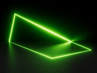 Abstract geometric green neon lines isolated on black background