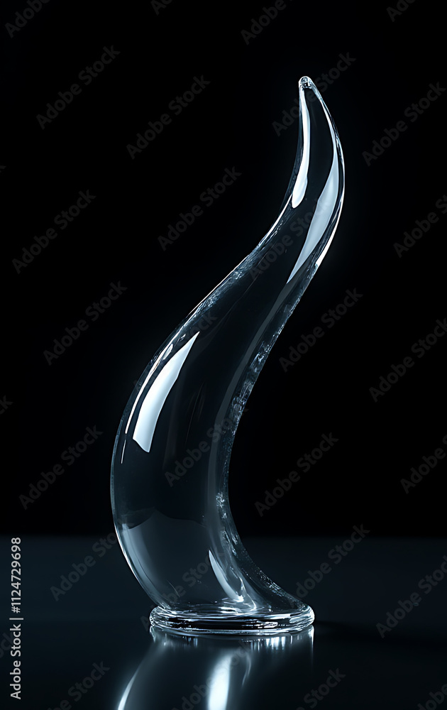 Poster A sleek abstract glass form is set against a deep, inky black backdrop in this stunning 3D rendered image._00001_