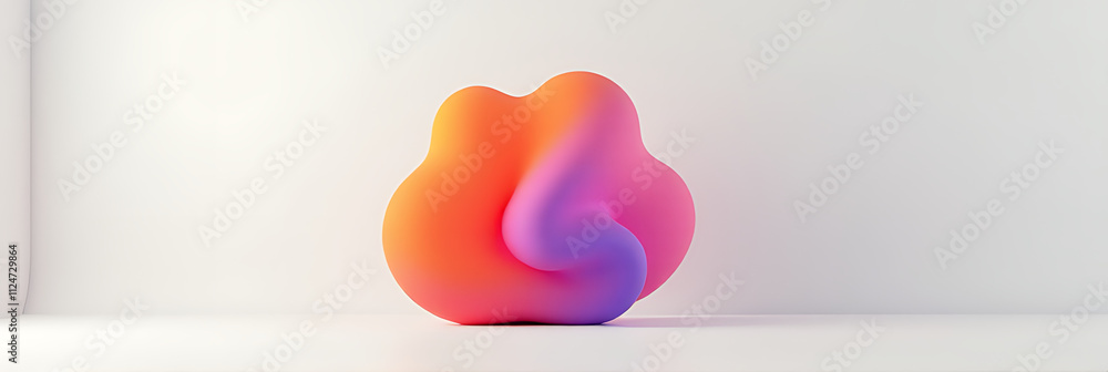 Aufkleber A simple abstract shape is set against a minimalist background in this 3D rendered image with vibrant colors._00001_