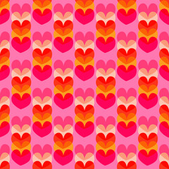Seamless pattern of multicolored hearts. Symbol of love. Festive vector illustration for Valentine's Day. Suitable for backgrounds, wrapping paper, textile, postcard, poster.