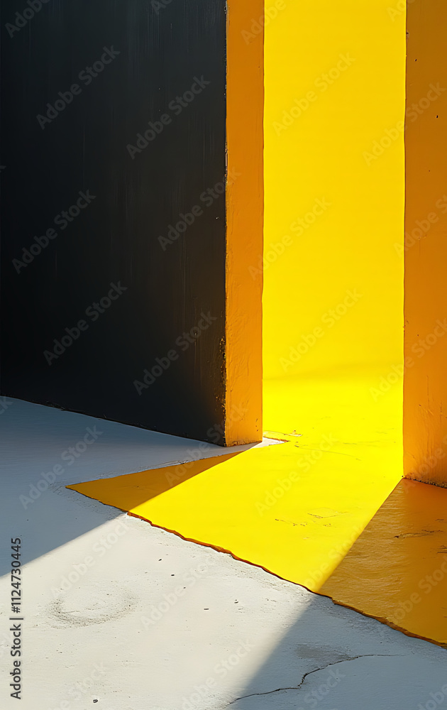 Poster a rough abstract background with a black to yellow color gradient shines bright, glowing light on a 