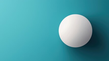 Simple White Sphere on Vibrant Teal Background with Soft Shadows