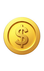 A gold dollar coin is depicted in isolation against a plain white background with a file format of PNG._00001_