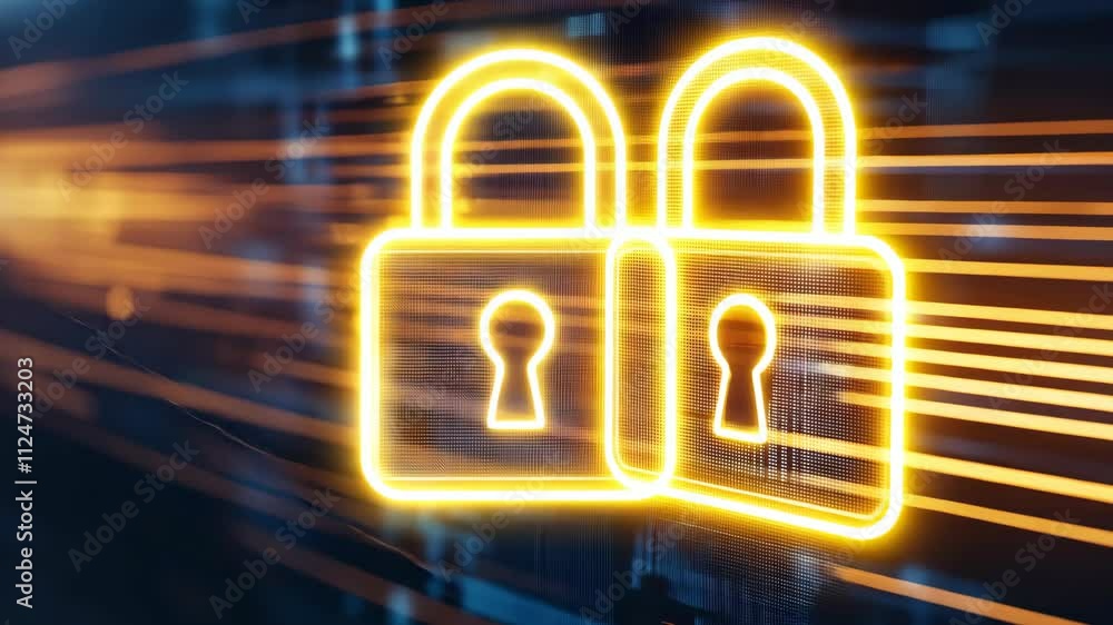 Poster futuristic digital security concept visualizing data protection and encryption technologies