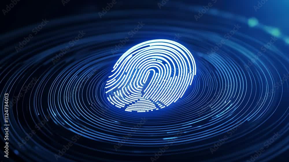 Aufkleber abstract digital background with circular patterns and bright blue light effects