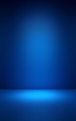 Obraz premium A dark empty studio room with a blue background is ideal for showcasing and displaying your products under a blue neon light._00001_