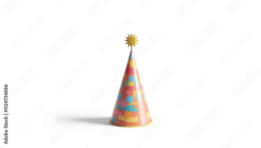 Aufkleber a colorful birthday party hat is isolated against a clean white background, created using generative