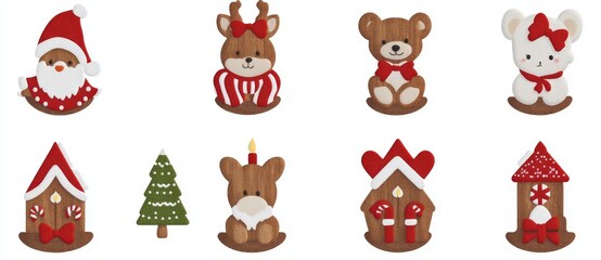 Fototapeta premium A collection of Christmas Big Set Icons with cute designs of Santa, toys, a Christmas tree, sweets, and gifts, using a modern illustration and adorable confections palette.