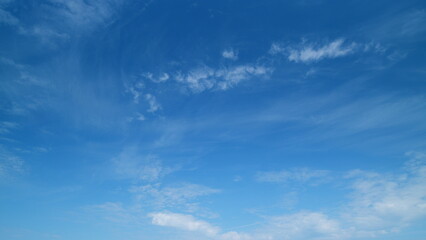 Clouds with blue light blue sky in horizon. No birds and free of defects. Cloudscape nature background texture. Timelapse.