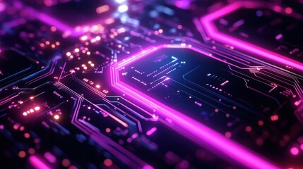 Neon Circuit Board: Abstract Digital Technology