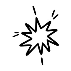 Doodle explosion splash, vector burst, spark. Hand drawn icon