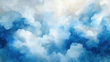 Blue and White Abstract Cloud Texture for Background Use