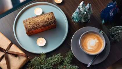 christmas cake with candle