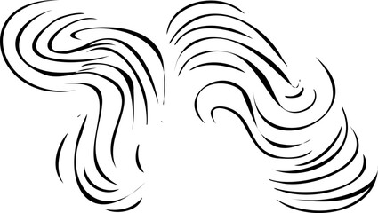 Swirled and curled stripes and brush strokes texture. Marble or acrylic atrwork imitation. Cool and swirly background. Abstract vector illustration. Black isolated on white. EPS10 