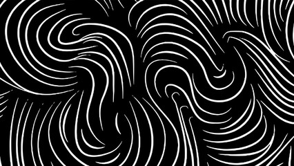 Swirled and curled stripes and brush strokes texture. Marble or acrylic atrwork imitation. Cool and swirly background. Abstract vector illustration. Black isolated on white. EPS10 