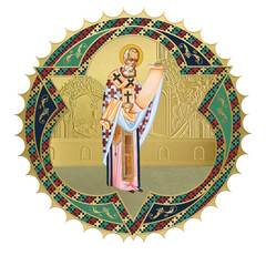 Obraz premium Gregory of Nazianzus. Religious decorative sun- dome. Illustration in Byzantine style isolated
