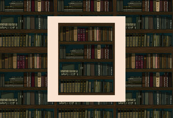 Old bookcase. Seamless hand drawn illustrated pattern wallpaper for bookstore, library, institute, science center