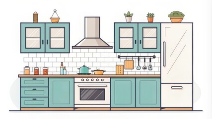 Cozy and Trendy Kitchen Furniture Showcasing a Modern Interior With Stylish Storage Solutions and Decor. Generative AI