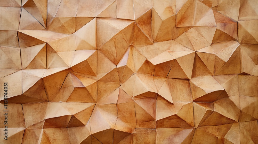 Poster Wooden geometric surface creating intriguing light and shadow play