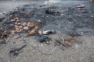 lieu de véhicule brûlé