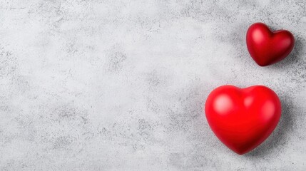 Fototapeta premium Red Hearts on Gray Background for Love and Romance Concept