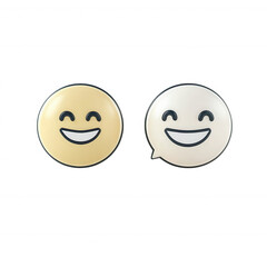 Fototapeta premium Two smiley face buttons conveying happiness and positivity., isolated on a transparent background.