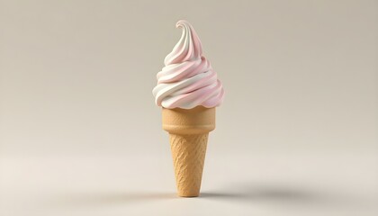 Realistic soft ice cream waffle cone. Soft serve ice cream, 3d vector american sundae swirl in wafer cone or machine vanilla ice cream. Fast food restaurant frozen dessert