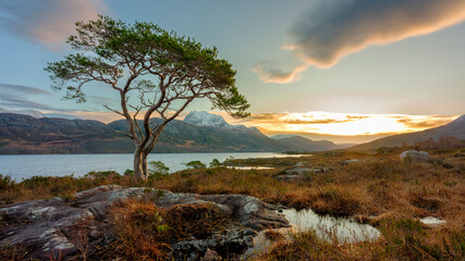 Sunrise on Loch Maree and Slioch, Wester Ross, Scotland
