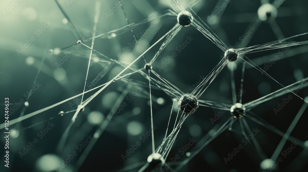 Poster A web of interconnected nodes, showcasing the interdependence of concepts and the complexity within comprehensive systems. Concept of interconnectedness