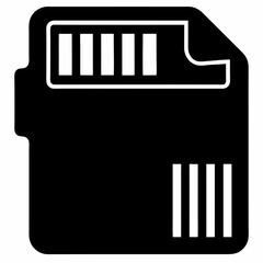 Minimalist Black Silhouette Icon of an SD Card  Vector Design