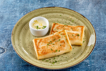 pancakes with sour cream and herbs