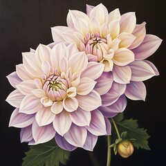 Obraz premium Two white flowers with purple tips