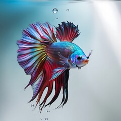 Fototapeta premium A fish with a colorful design is shown in the bottom right corner.