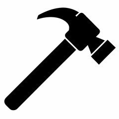 Minimalist Black Silhouette of a Hammer  Vector Illustration